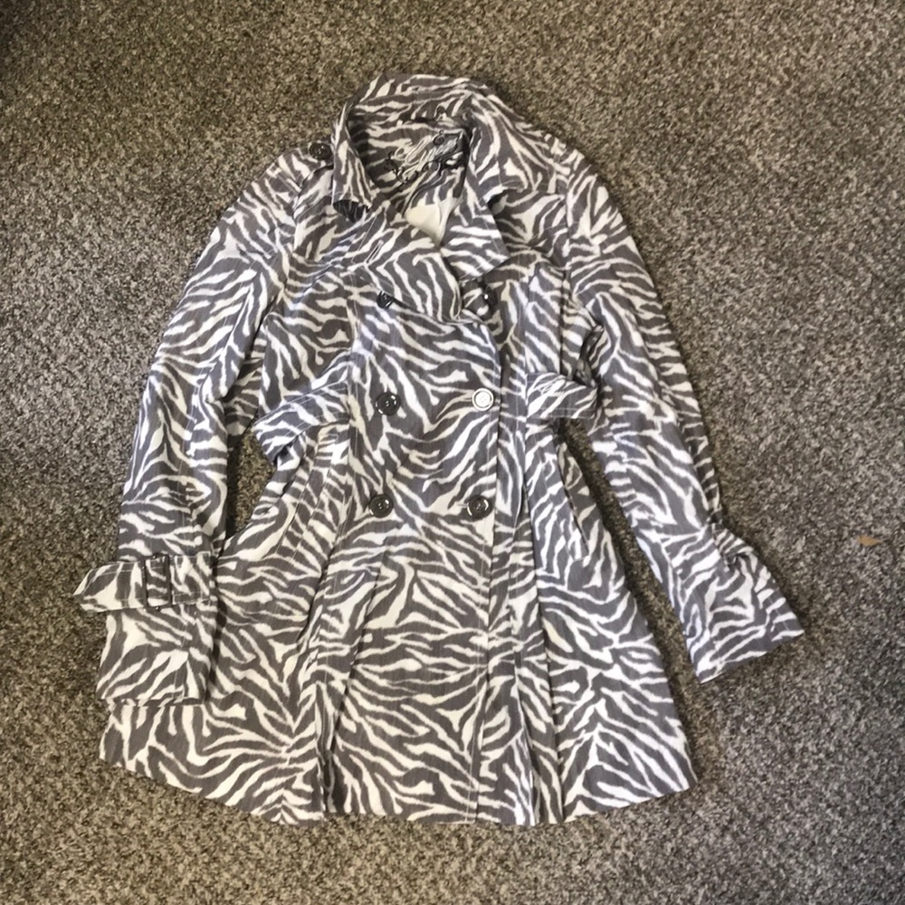New black white animal print trench coat raincoat